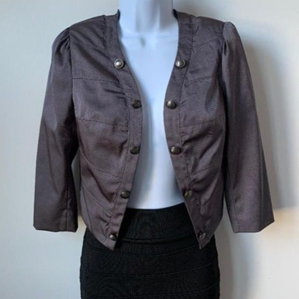 STORE CLOSING FRI JAN 23 Forever 21 silver gray open front crop blazer size S/P